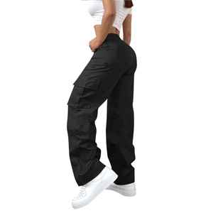 Women High Waist Cotton Cargo Pants Loose Fit Drawstring Yoga Running Outdoor Active Wear Multi Pocket Casual Sports Trousers - Product Image 2