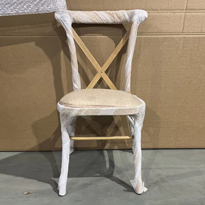 Modern Vintage Wood-Look Metal <b>Dining</b> <b>Chair</b> with X-Back and Fabric Seat for Living Room Bedroom Apartment Hotel - Product Image 4