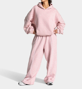 Custom Graphite Leopard Print Oversized Contrast Pipping Women <b>Tracksuit</b> Pullover Contrast Lining Hoodie & Jogger For Women's - Product Image 1