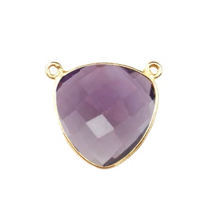 จี้พลอยอเมทิสต์ทรงทริลเลียนชุบทอง – จี้แบบสองห่วงสำหรับทำเครื่องประดับ DIY ขายส่ง - Product Image 1