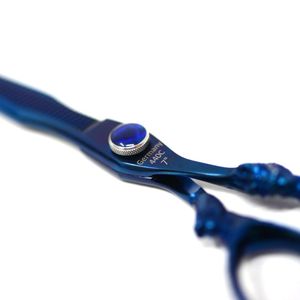 XPERSIS PRO Blue <b>Dragon</b> Hair Cutting Sharp Barber Scissors 7" <b>Light</b> weight German Made Steel With Finger Rest - Product Image 6
