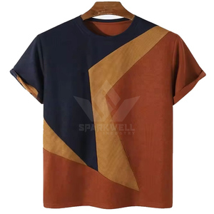 เสื้อยืดคอกลมแขนสั้นผู้ชาย ลายบล็อกสี ผ้าโพลีเอสเตอร์ ระบายอากาศได้ดี ทรงปกติ ใส่ได้ทุกฤดู เหมาะสำหรับเล่นกีฬา - Product Image 1