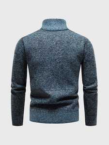 Pull à col montant et demi-zip pour homme, pull en tricot élégant à fermeture éclair pour l'automne et l'hiver, pull zippé confortable et polyvalent pour homme - Product Image 2