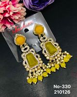 Boucles d'oreilles pendantes tendance en alliage, motif cloche, avec perles d'imitation géométriques et diamants américains, pour femme, mariage/fête - Grande Vente