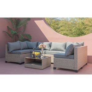 Set di mobili da giardino grigi da 7 pezzi - Product Image 1