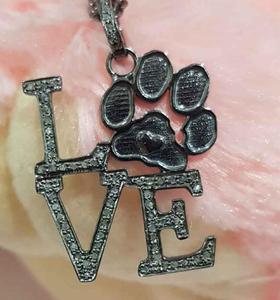 Paw Love - Colgante Vintage de Plata de Ley 925 con Baño de Rodio Negro y Diamantes Naturales en Pavé, Tamaño 30x25MM, para Boda y Compromiso - Product Image 3