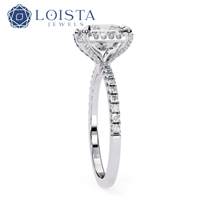 LOISTA Bague de fiançailles en diamant taille princesse pour femme en platine avec diamants naturels certifiés GIA style classique - Product Image 3