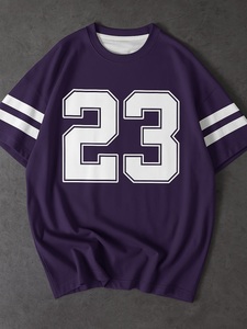 Camiseta Deportiva Unisex para Mujer con Estampado del Número 23, Corte Regular, Cuello Redondo, Manga Corta, Tejido Jersey Transpirable para Todas las Temporadas - Product Image 4