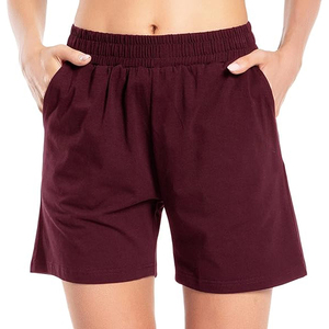 Shorts en molleton côtelé pour femme, tissu texturé, taille haute, poches latérales, cordon de serrage, taille élastique, coupe décontractée, vêtements d'hiver - Product Image 2