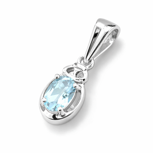 Pendentif ovale en topaze bleue plaqué rhodium en argent sterling - Collier minimaliste fait main avec pierre précieuse, breloque pierre de naissance de décembre - Product Image 3