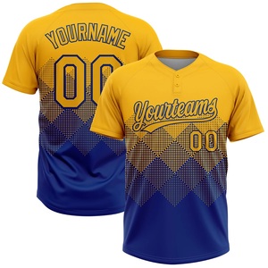 Camiseta de Softbol Dinámica Azul y Amarilla, Ropa Deportiva de Poliéster de Alto Rendimiento, Personalizada con Nombre y Número del Jugador, Marca Privada - Product Image 2