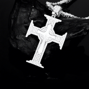 <b>Mens</b> Moissanite 925 Silver Gothic <b>Cross</b> Pendant <b>Necklace</b> Iced Out Diamond Cut Religious Statement Pendant Luxury <b>Mens</b> Jewellery - Product Image 4