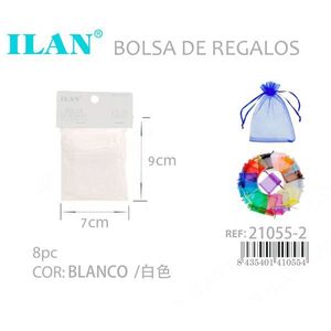 Sacs cadeaux en organza Ilan 7x9 cm 8 pièces Blancs pour cadeaux - Product Image 3