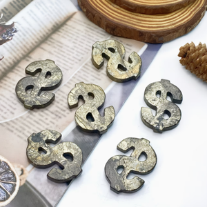 งานแกะสลักหินไพไรต์สีทองรูปสัญลักษณ์<span class=keywords><strong>เงิน</strong></span>ขนาดเล็ก ของตกแต่งคริสตัลจากหินไพไรต์แท้ เหมาะสำหรับเป็นของขวัญวันคริสต์มาสและวันเกิด - Product Image 2