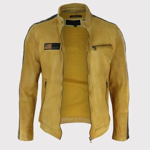Men's <b>Retro</b> Racing <b>Leather</b> Biker <b>Jacket</b>-Eco-Friendly Windproof Streetwear - Product Image 2