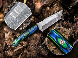 มีดทำมือจากเหล็กดามัสกัส ด้ามจับไม้ คมกริบ แข็งแรงสูง แบบฟูลแทง  OEM/ODM  สำหรับพกพา ตั้งแคมป์ เอาตัวรอด และใช้งานทางยุทธวิธี - Product Image 2