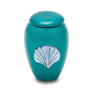 Dome Top Aluminum Urn for Human Ashes - Metal Cremation Urn with Curved Lid - Polished <b>Memorial</b> <b>Vase</b> for Home - Product Image 1