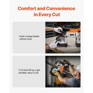 Sega a Nastro Portatile da 5 Pollici Senza Fili 220V con Motore Brushless e Ganci per Appendere - Product Image 6