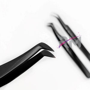 Pinzas para Extensión de Pestañas de Color Negro Plasma, Acero Inoxidable, Agarre de Diamante, 3 Puntas Diferentes, Producto de Primera Calidad - Product Image 3