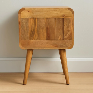 Mesa de Noche de Madera Tradicional Vintage con Dos Cajones y Tiradores Metálicos, Mesa Auxiliar Rústica Marrón para Dormitorio, Construcción de Madera Maciza - Product Image 4