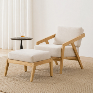 Custom Handcrafted Solid Teak Wood Ottoman Modern Slanted Legs All Weather Patio Garden Footstool Furniture for Villa Project - Product Image 1