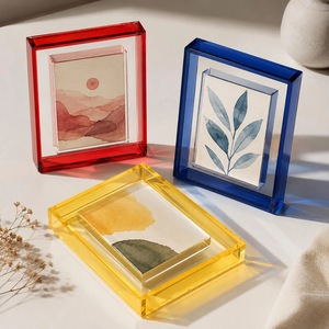 Clear Acrylic <b>4</b> Color Rectangle <b>Photo</b> <b>Frame</b> UV Printing Shatterproof Waterproof Free Standing Horizontal Tabletop Display Modern - Product Image 1