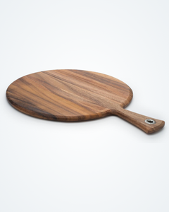Best Quality Round <b>Shape</b> Sustainable Durable Anti-Slip <b>Pizza</b> Fruit Chopping Block Acacia Mango Wood Handle for Serving <b>Pizza</b> - Product Image 5