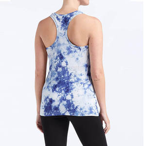 Camiseta sin mangas tie-dye para mujer, cuello redondo, longitud regular, transpirable, de poliéster tejido, estilo casual, con estampado de logo frontal - Product Image 6