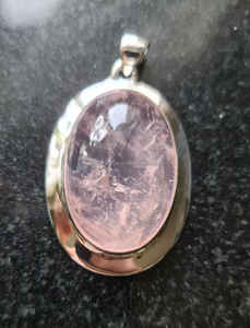 Colgante de Plata de Ley 925, colgante de piedras preciosas de cuarzo rosa para collar, joyería de plata hecha a mano, regalo para madre - Product Image 4