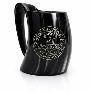 Taza de Beber de Cuerno Hecha a Mano ALAN TRADERS, Diseño Moderno con Asa, Color Natural, Opción de Logotipo Personalizado, Diseño Vikingo, Cuerno de Búfalo - Product Image 3