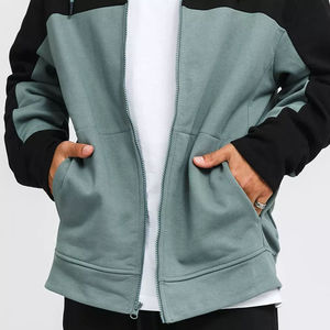 Sweat-shirt à capuche zippé pour homme, coupe classique, en polaire, style color block, décontracté, pour l'automne - Product Image 5