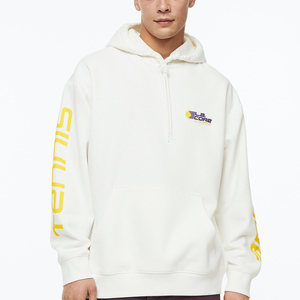 Sweat-shirts à capuche oversize pour hommes et femmes, couleur unie rouge, noir, gris, automne-hiver, polaire, logo sur le devant, style hip-hop, 100% coton - Product Image 4