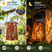 Solar-Gartenlaterne mit Kolibri-Motiv, Metall-Hängelampe, Dekorative Laterne für Terrasse, Hof, Rasen und Gartendekoration
