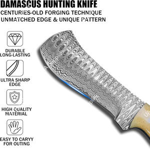 Couteau tactique de survie et de camping à lame fixe ultra-affûtée en acier de Damas, manche en os de chameau, fabrication OEM/ODM, vente en gros 2026 UA - Product Image 5