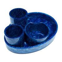 Ensemble de plats en résine faits à la main, style moderne et luxueux, bleu turquoise, assiettes et bols de service, polis, écologiques, compatibles lave-vaisselle