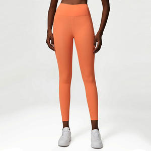 Women's Yoga <b>Leggings</b> 28 Inches High-Waist Tummy Control Quick Dry Solid Anti-Odor Custom Logo <b>Workout</b> Pants <b>Pockets</b> - Product Image 2