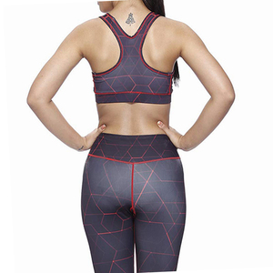 Ensemble de sport 2 pièces pour femme, motif uni, compression, vêtements de sport, taille élastique, pour yoga - Product Image 6