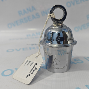 Cloche suspendue artisanale en laiton plaqué argent, cloche décorative de temple pour la maison, la porte, le mur, cadeau spirituel de Noël haut de gamme - Product Image 5