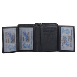 Portefeuille long en cuir noir avec fermeture éclair pour femme, pochette multi-cartes, organiseur de voyage, poche à monnaie, sac pour usage quotidien - Product Image 4