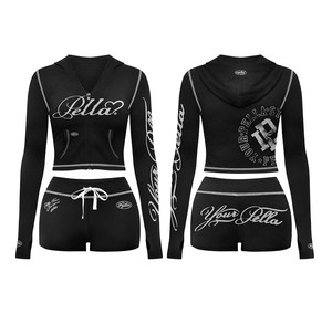 Conjunto de Falda y Pantalones Cortos Mini para Mujer, con Bolsillos, Estilo Sexy, Lavado Ácido, Sudadera Corta y Falda, Ropa de Mujer, Conjunto de 2 Piezas - Product Image 4