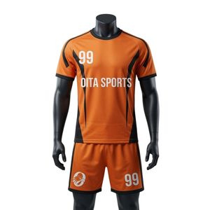 Men Orange Black Sublimated Handball Uniform <b>Set</b> Polyester Jersey Shorts Team Wear Training Match Sports Apparel - Product Image 1