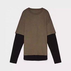ผู้ผลิตเสื้อผ้า เสื้อยืดคอตตอนถักสองชั้น 100% สำหรับผู้ชาย สไตล์วินเทจ สีสันตามสั่ง เสื้อผ้าสตรีทแวร์ คอกลม ลำลอง - Product Image 5