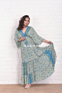 Women Plus Size V Neck Silk Maxi <b>Dress</b> Comfortable Lightweight & Breathable Casual Maxi at Low Price Bulk India Export - Product Image 3
