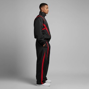 Conjunto Deportivo para Hombre, Chaqueta Deportiva Negra con Cierre Completo y Cuello Alto, Estilo Deportivo, Resistente al Viento, de Poliéster, para Otoño, Corte Regular, con Bolsillos Laterales - Product Image 4