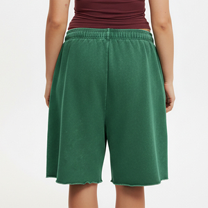 High Quality 100% Cotton Women's Vintage Shorts Custom Silk Screen Logo Printed Breathable 300gsm Eco-Friendly Quick Dry Button - Product Image 2