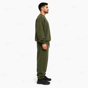 Ensemble de survêtement ample pour homme en molleton brossé de qualité supérieure, sweat-shirt à col rond et pantalon de jogging fuselé, deux pièces - Product Image 3