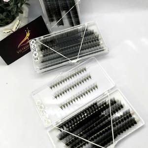 Extensiones de Pestañas Premade Ultra Rápidas de Pelo Sintético Hechas a Mano, Mix de Longitudes CC/DD/L/M, Curvatura Natural, Base Larga y Puntiaguda, Negro Mate - Product Image 1