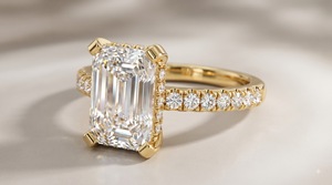 Anillo de Compromiso y Boda con Halo Oculto y Corte Esmeralda, Lujoso Anillo de Oro Sólido de 14K con Diamante Cultivado en Laboratorio, Chapado en Rodio, Joyería Personalizada OEM - Product Image 2