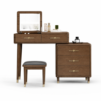 Ensemble de meubles de chambre modulaires modernes en bois massif et verre, comprenant coiffeuse, miroir, commode, table de chevet et rangements à tiroirs, pour la maison et la salle de bain