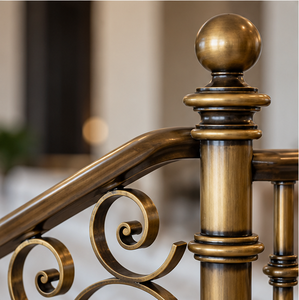 Rampe d'escalier en métal à motifs classiques avec balustres ornementaux et poteaux décoratifs pour balcon de villa de luxe - Product Image 2